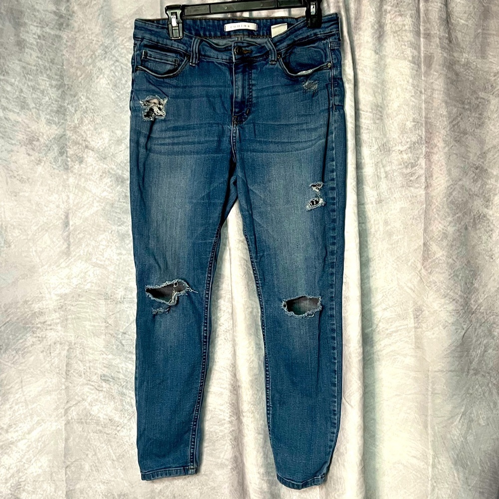 Eunina Jude Mid-Rise Distressed Skinny Ankle Jeans - size 15